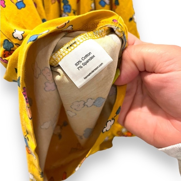 Hanna Andersson Girls Gold Yellow Floral Print Dress, 110cm US 5 - Picture 5 of 6